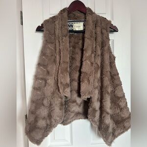 Elevenses by Anthropologie Brown Faux Fur Vest